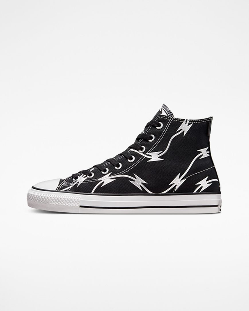 Zapatillas Skate Converse CONS Chuck Taylor All Star Pro Razor Wire Mujer Negras Plateadas Blancas | PE 0L4852